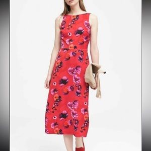 Banana Republic Red Floral Midi Dress